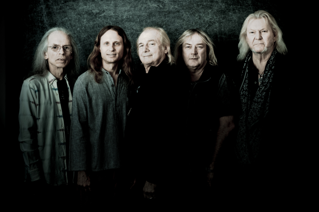 Going for the Five: Yes 2014, from left: Steve Howe, Jon Davison, Alan White, Geoff Downes, Chris Squire. Photo by Rob Shanahan.